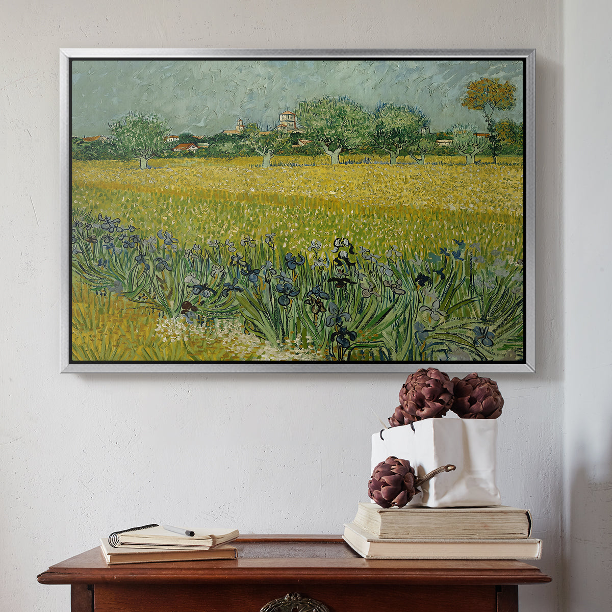 Field with Irises near Arles, 1888 - Floater Framed Canvas Print