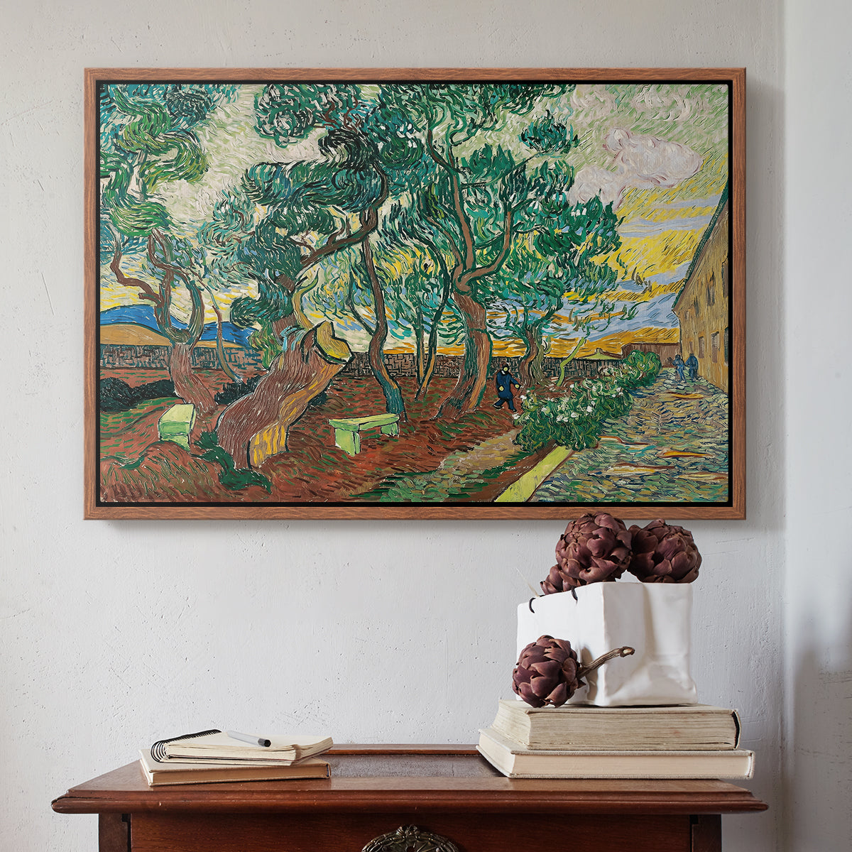 The Garden of Saint-Paul Hospital, 1889 - Floater Framed Canvas Print