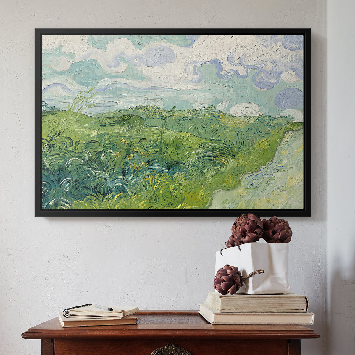 Green Wheat Field, Auvers, 1890 - Floater Framed Canvas Print