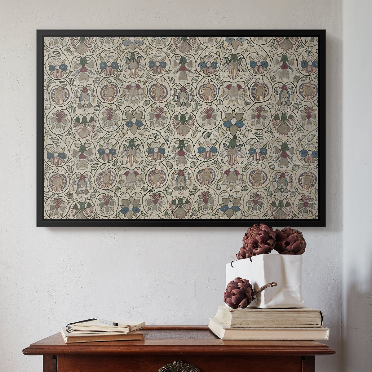 Long Cushion Cover (Printed Textile), c. 1600 - Floater Framed Canvas Print