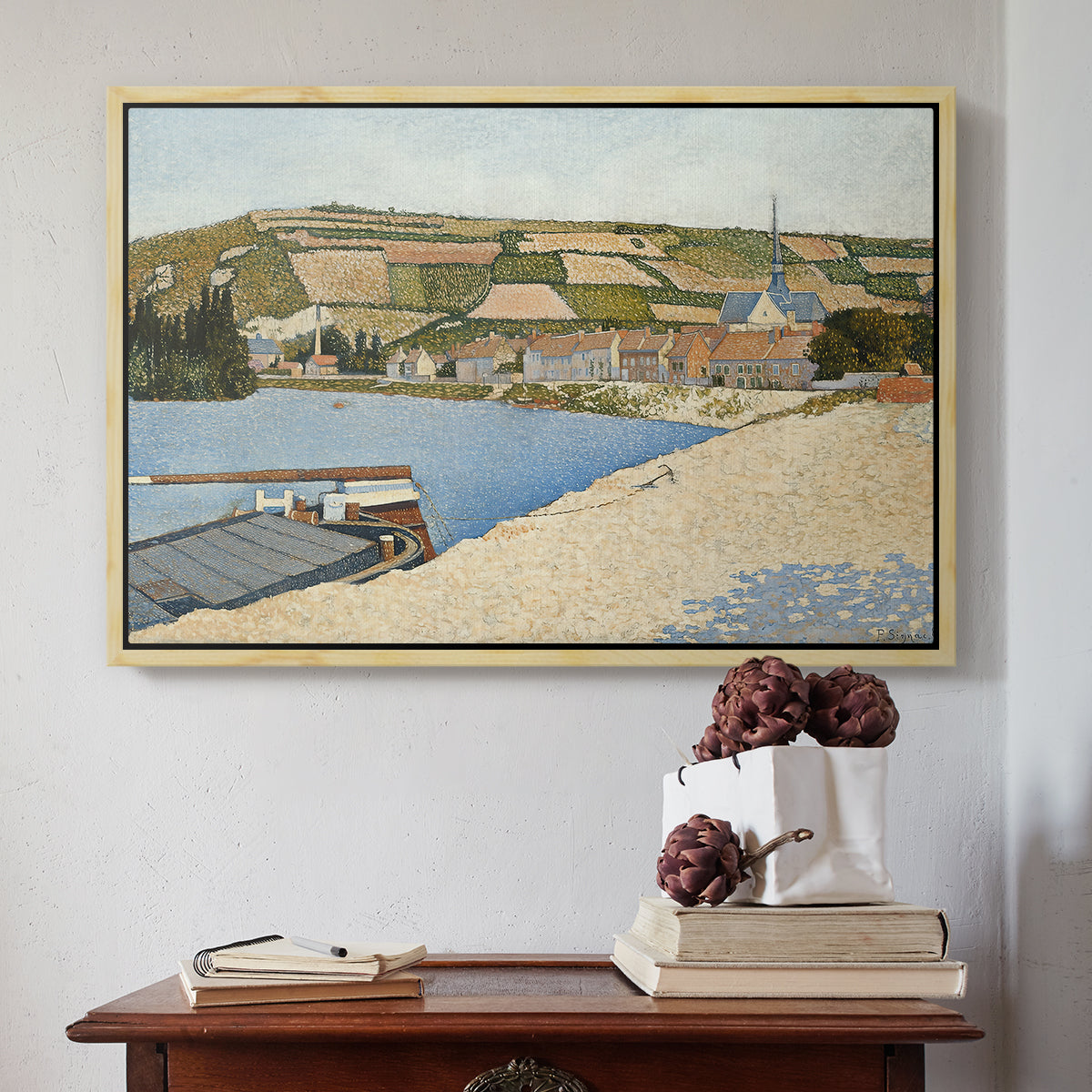 The Riverbank, Les Andelys, 1886 - Floater Framed Canvas Print