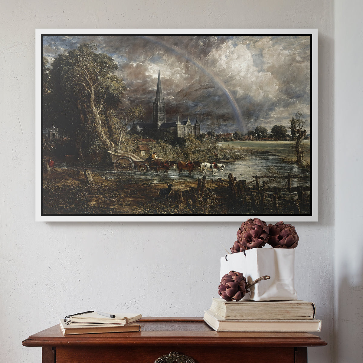 Salisbury Cathedral from the Meadows (Detail), 1831 - Floater Framed Canvas Print