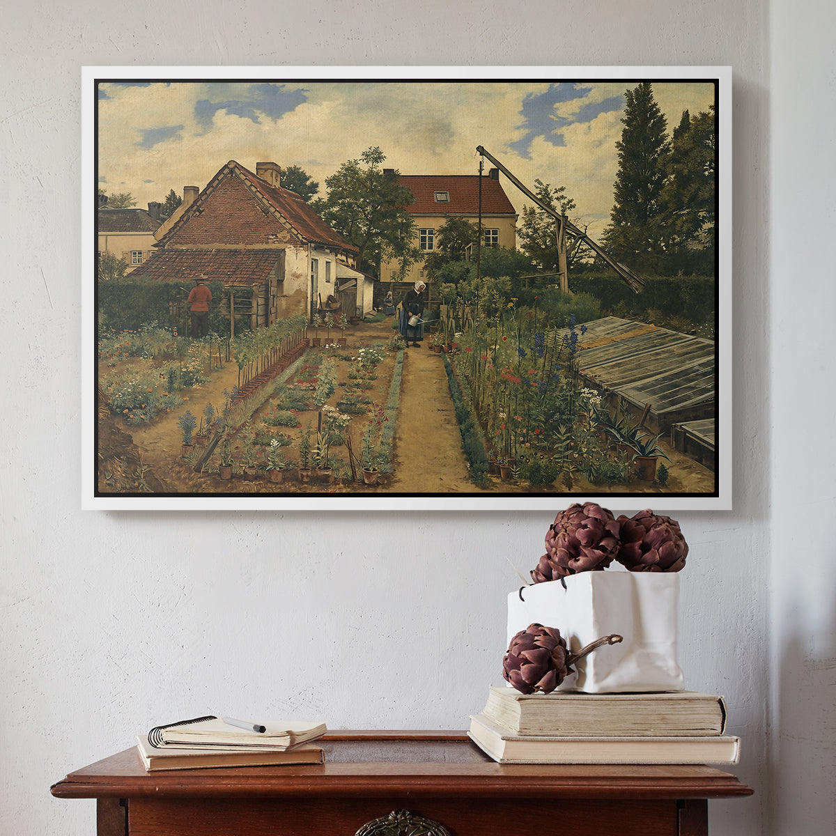 Garden of a Florist (The Flower Garden), 1864 - Floater Framed Canvas Print