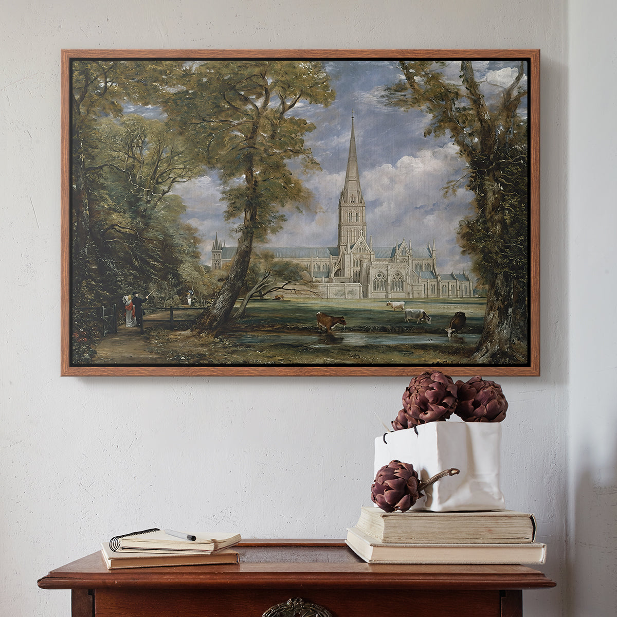 Salisbury Cathedral from the Bishop's Grounds, c. 1825 - Floater Framed Canvas Print
