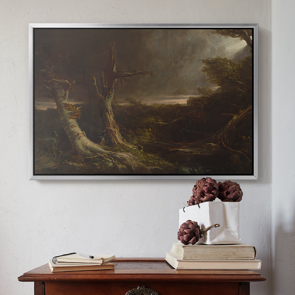 Tornado in an American Forest, 1835 - Floater Framed Canvas Print