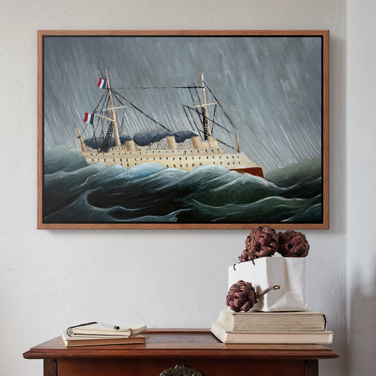 A Ship in the Storm, c. 1899 - Floater Framed Canvas Print