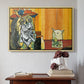 Woman Yelling at a Cat Meme (Picasso Parody) - Floater Framed Canvas Print