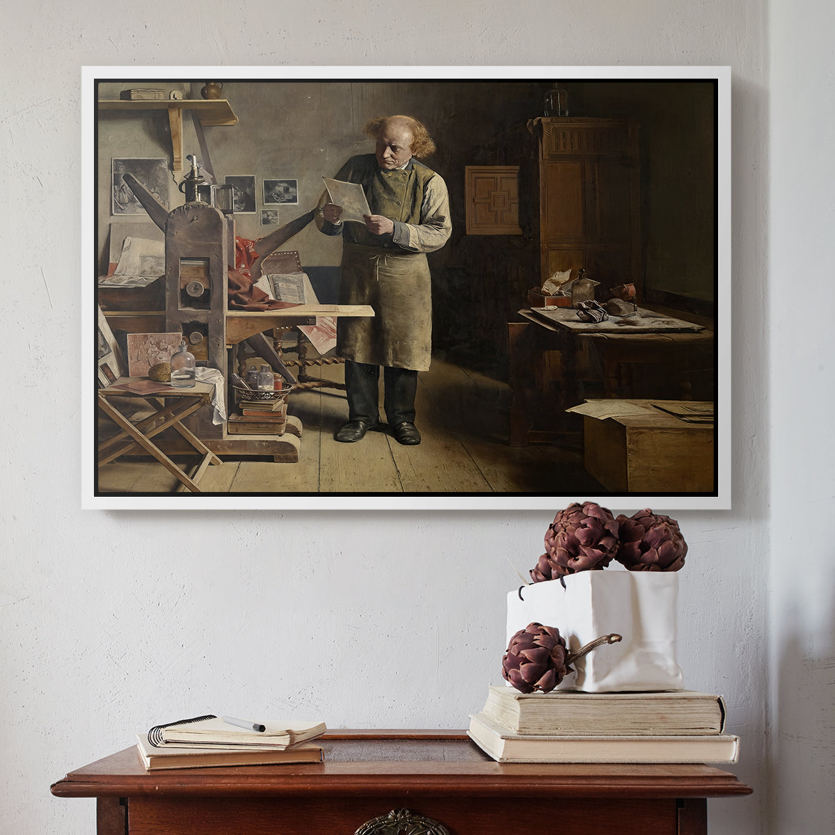 The Plate Printer, 1875 - Floater Framed Canvas Print