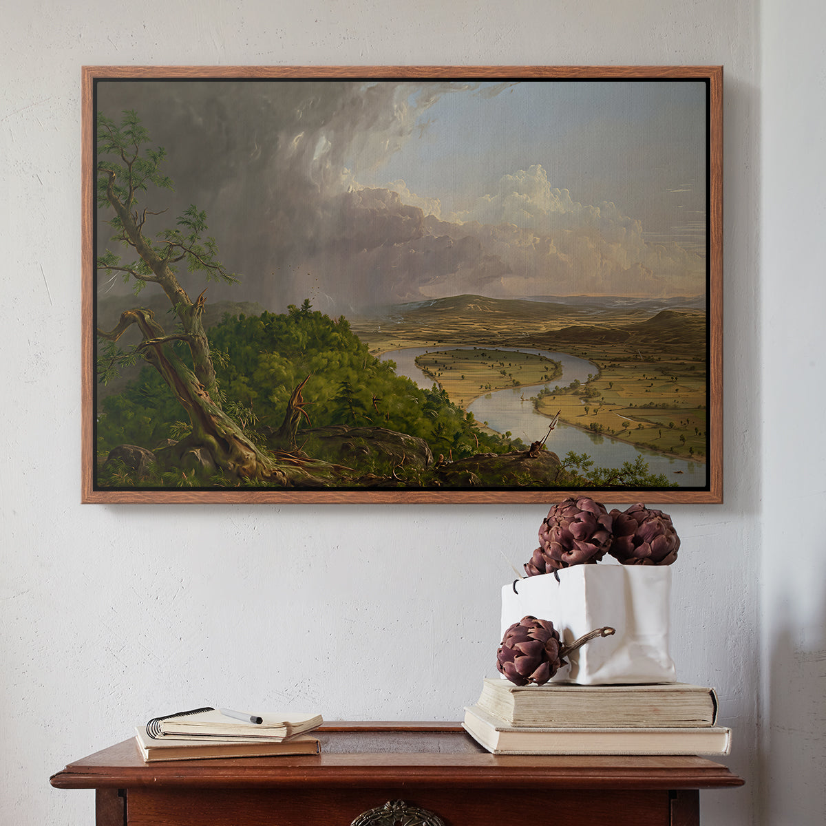 View from Mount Holyoke, Northampton, Massachusetts, after a Thunderstorm (Oxbow), 1836 - Floater Framed Canvas Print