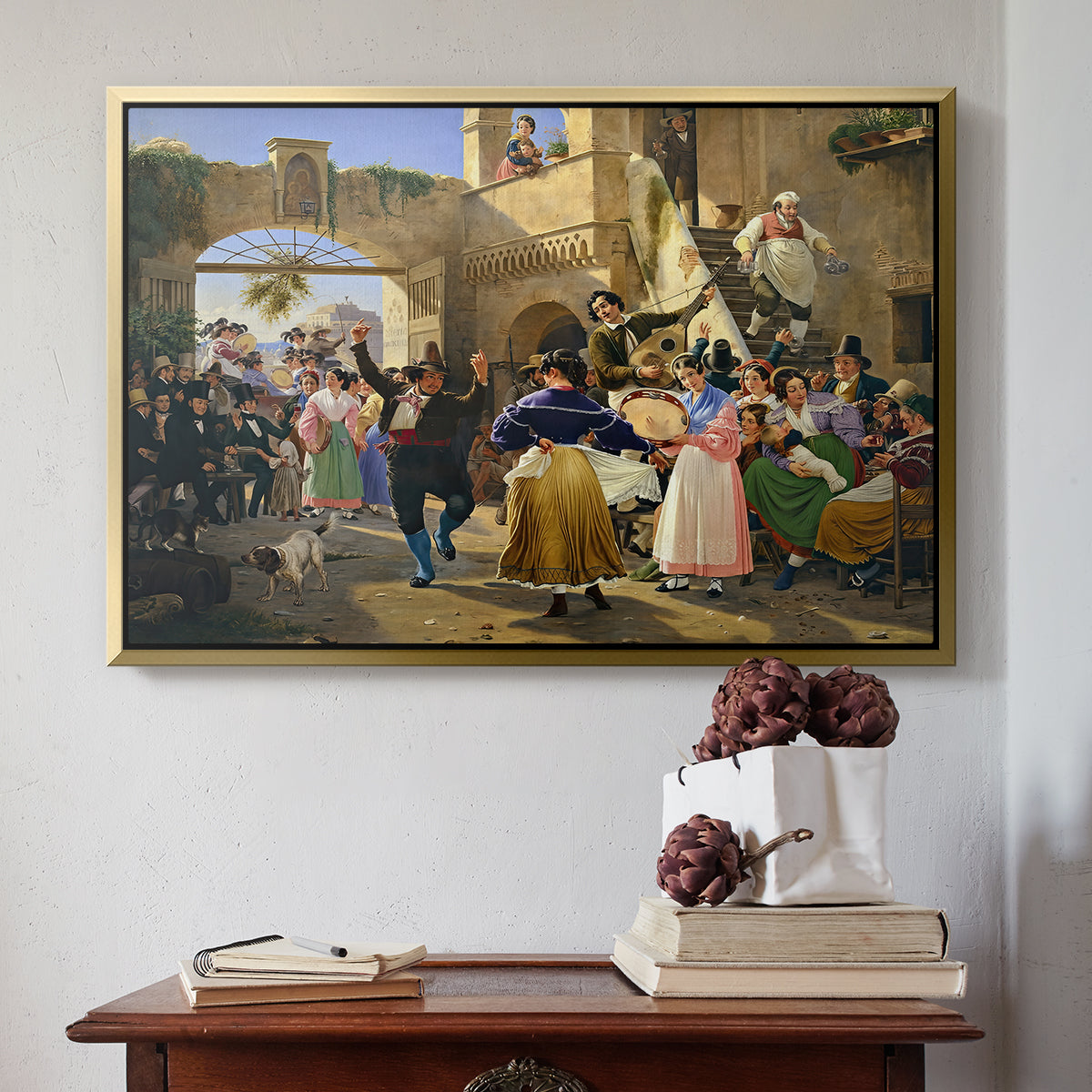Romans Gathered for Merriment at an Osteria, 1839 - Floater Framed Canvas Print