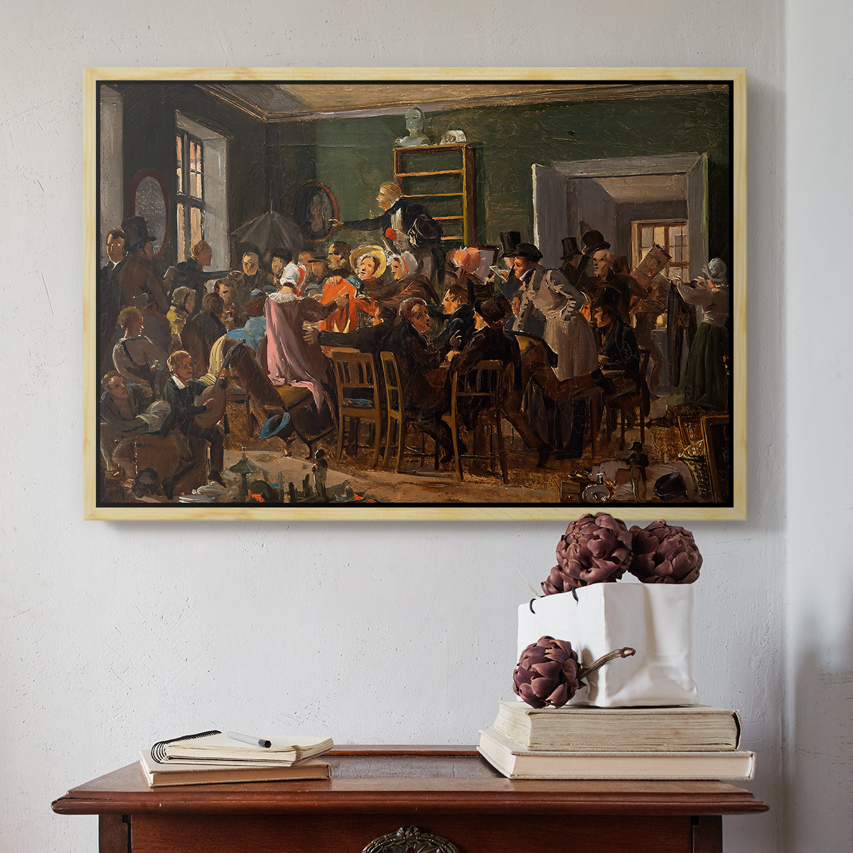 An Auction Scene, 1835 - Floater Framed Canvas Print