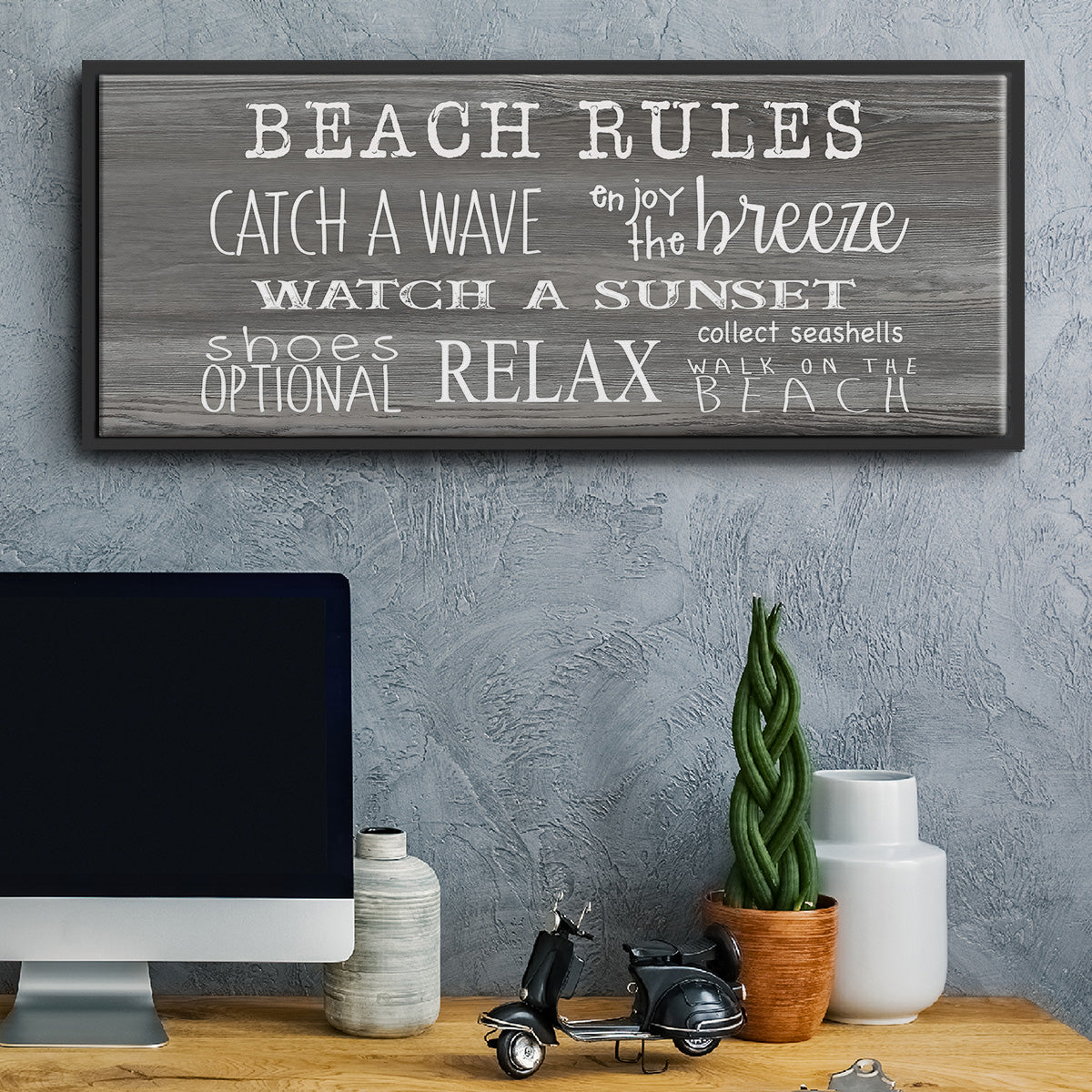 Beach Rules - Floater Framed Canvas Print