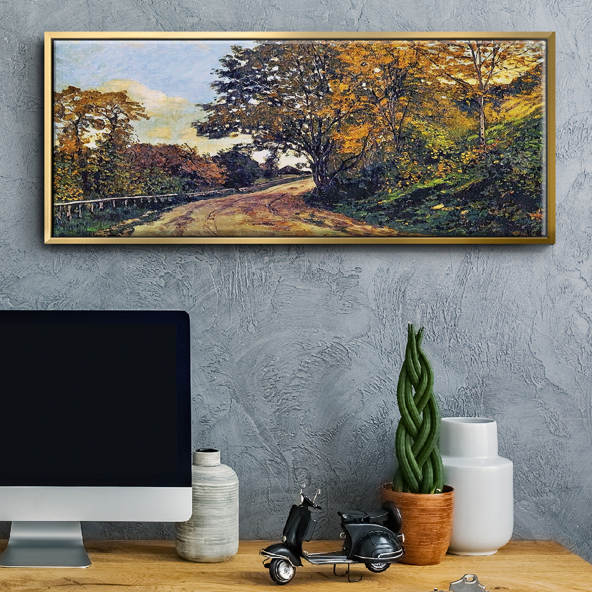 The Road to the Farm of Saint - Floater Framed Canvas Print