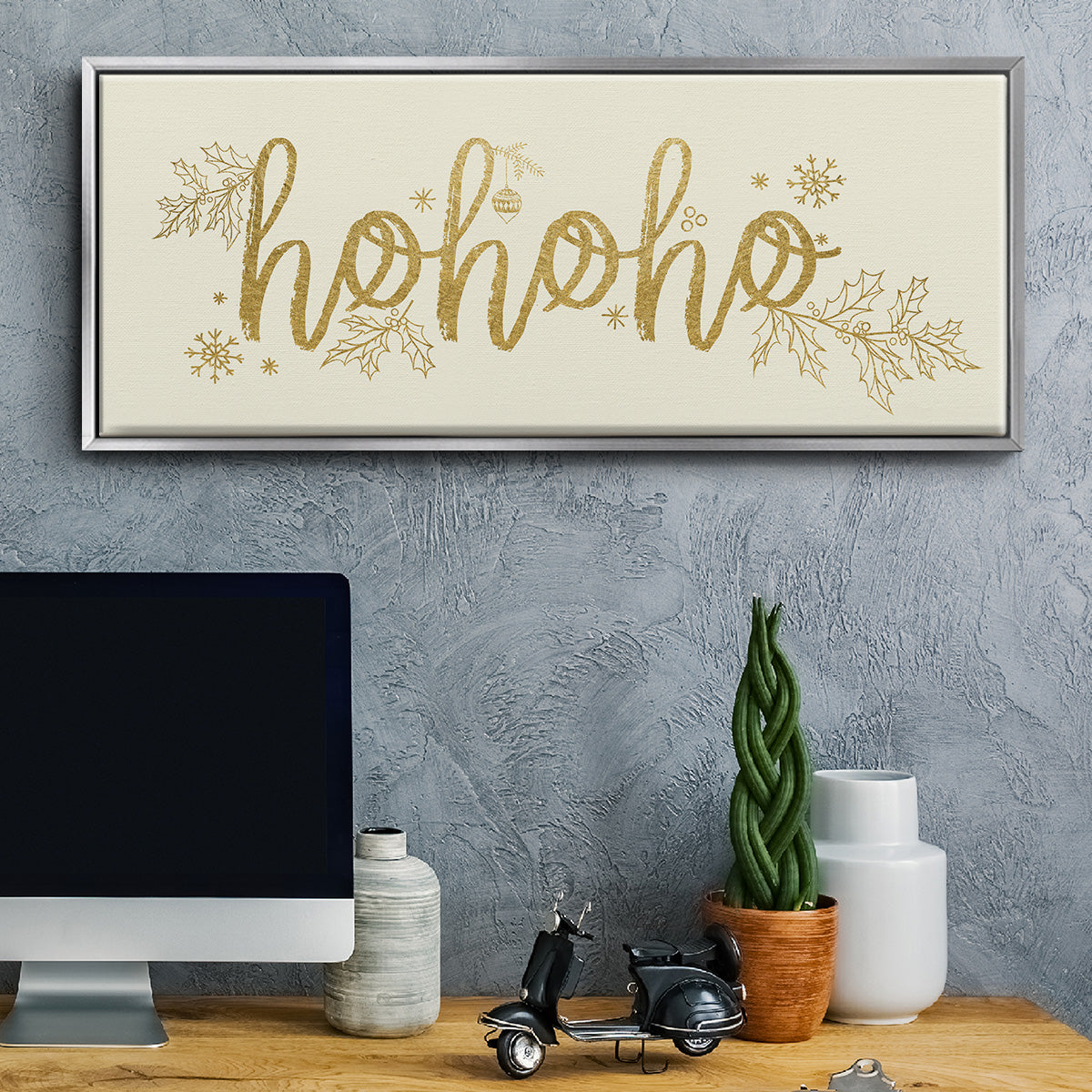Golden HoHoHo - Floater Framed Canvas Print