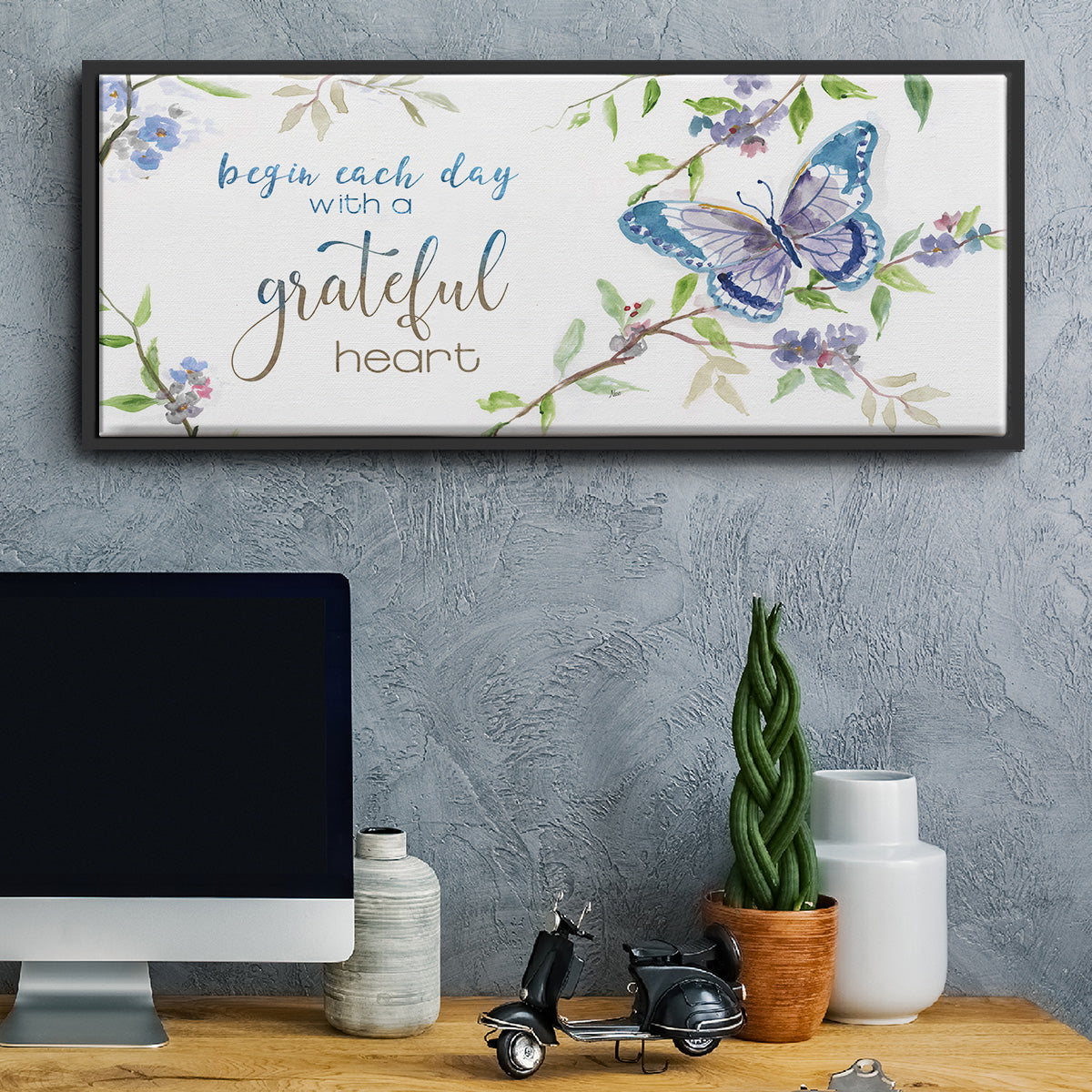 Begin Each Day - Floater Framed Canvas Print
