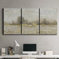 Three-panel canvas wall art featuring late season rural harvest fields, displayed above a desk in a home office.