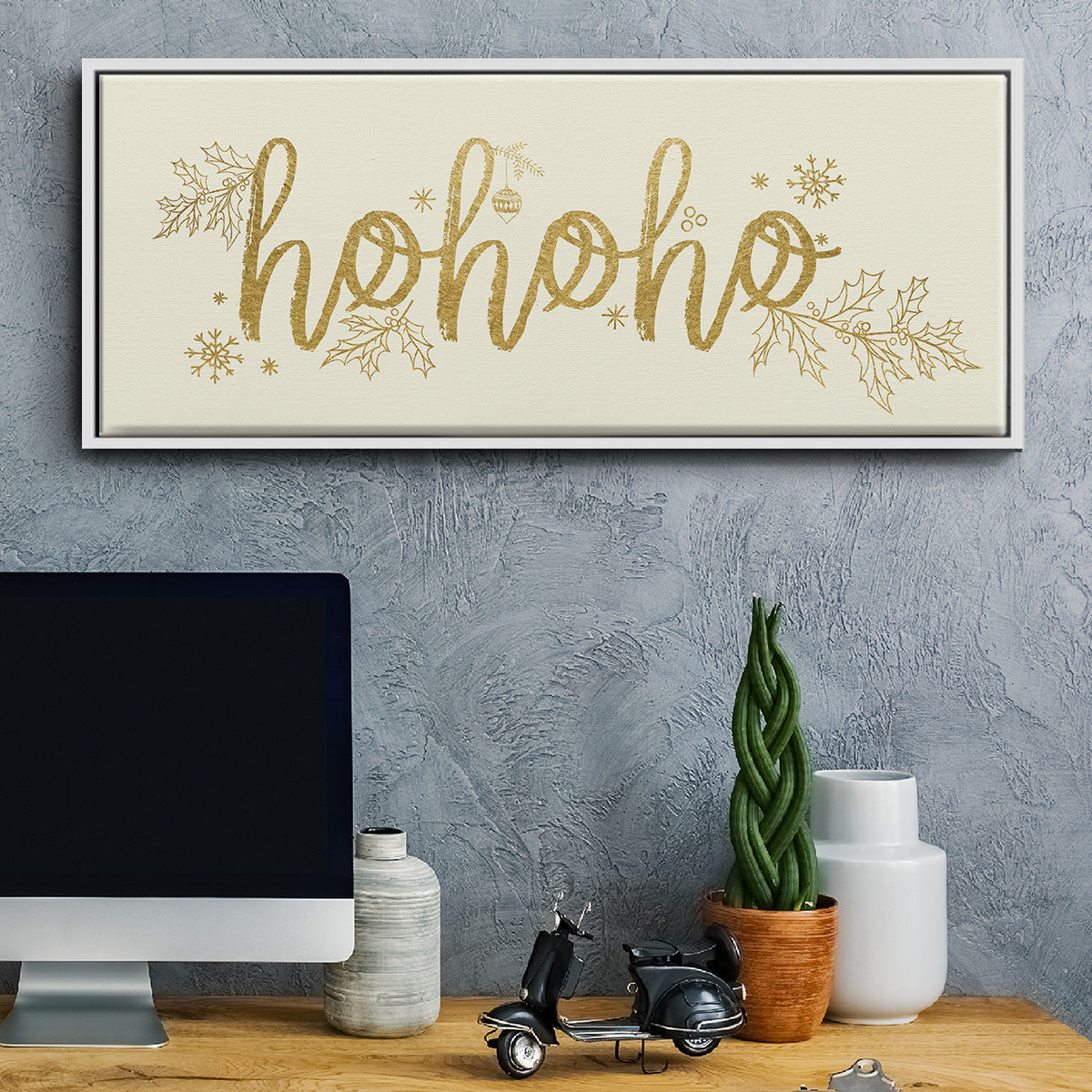 Golden HoHoHo - Floater Framed Canvas Print