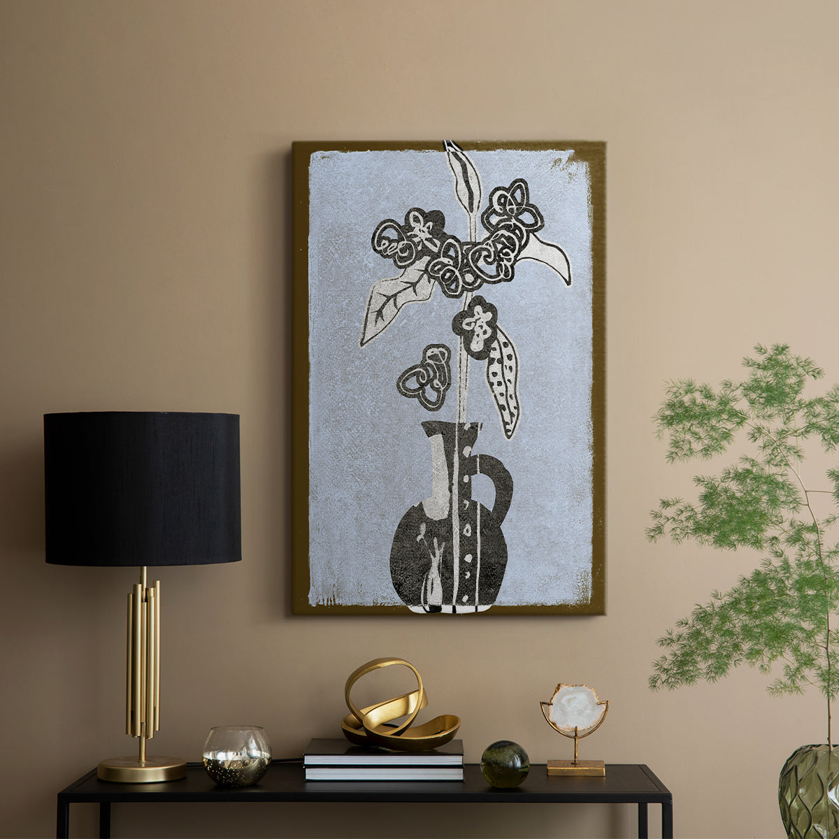 Graphic Flowers in Vase I - Canvas Art Print