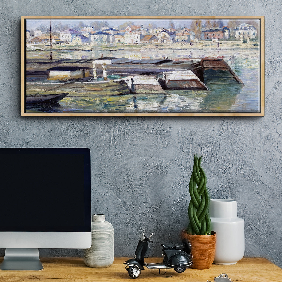 The Seine at Asnieres, 1873 - Floater Framed Canvas Print