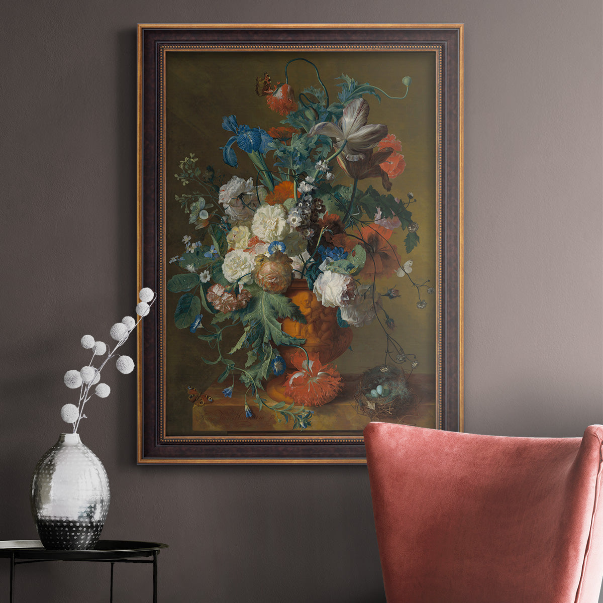 Flowers in an Urn - Ornate Framed Canvas Print