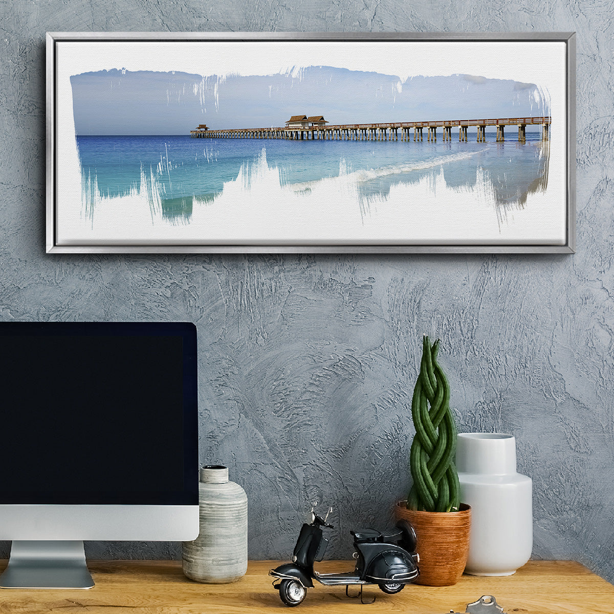Virginia Beach Pier - Floater Framed Canvas Print