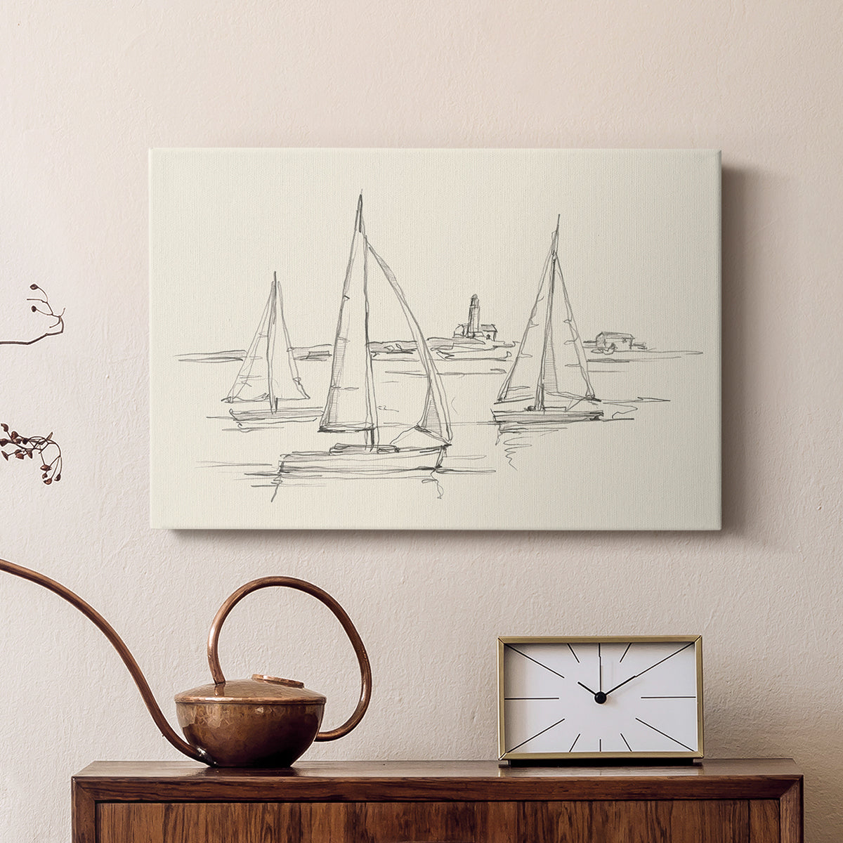Coastal Contour Sketch II - Canvas Art Print