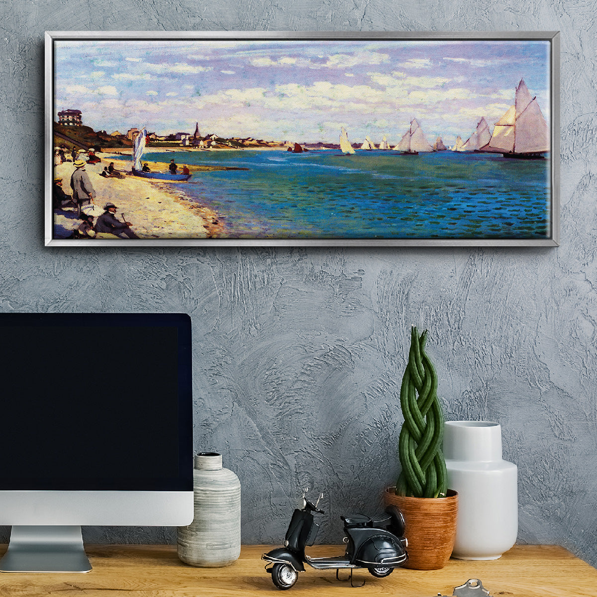 Regatta at Sainte Adresse - Floater Framed Canvas Print