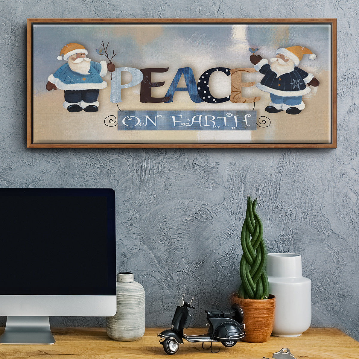 Santa Peace - Floater Framed Canvas Print