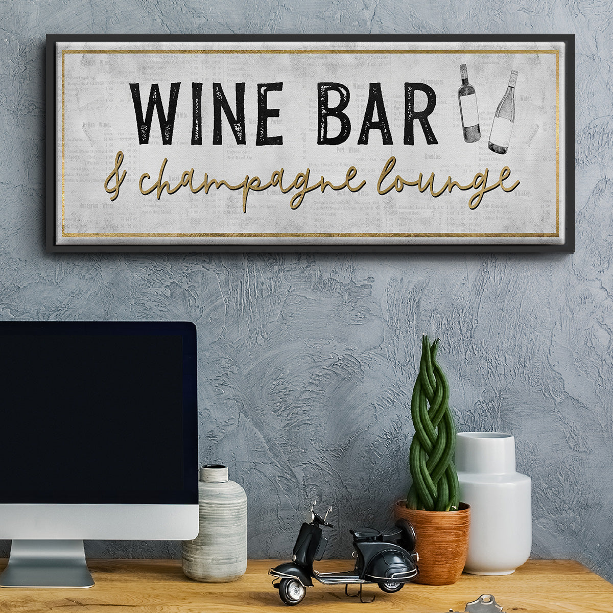 Champagne Lounge - Floater Framed Canvas Print