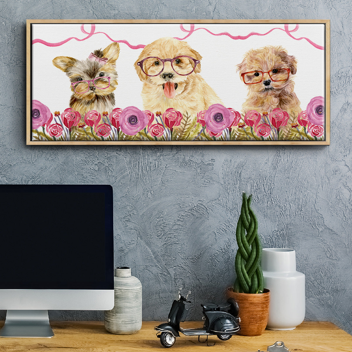 Puppy Valentine Collection D - Floater Framed Canvas Print