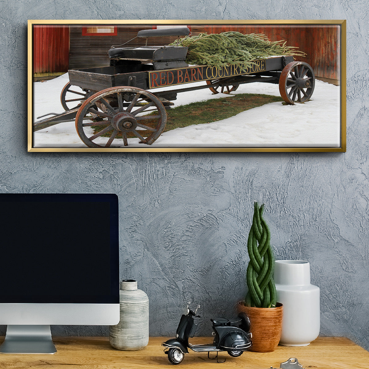 Country Store Wagon - Floater Framed Canvas Print