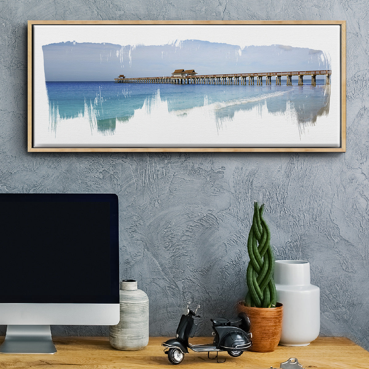 Virginia Beach Pier - Floater Framed Canvas Print