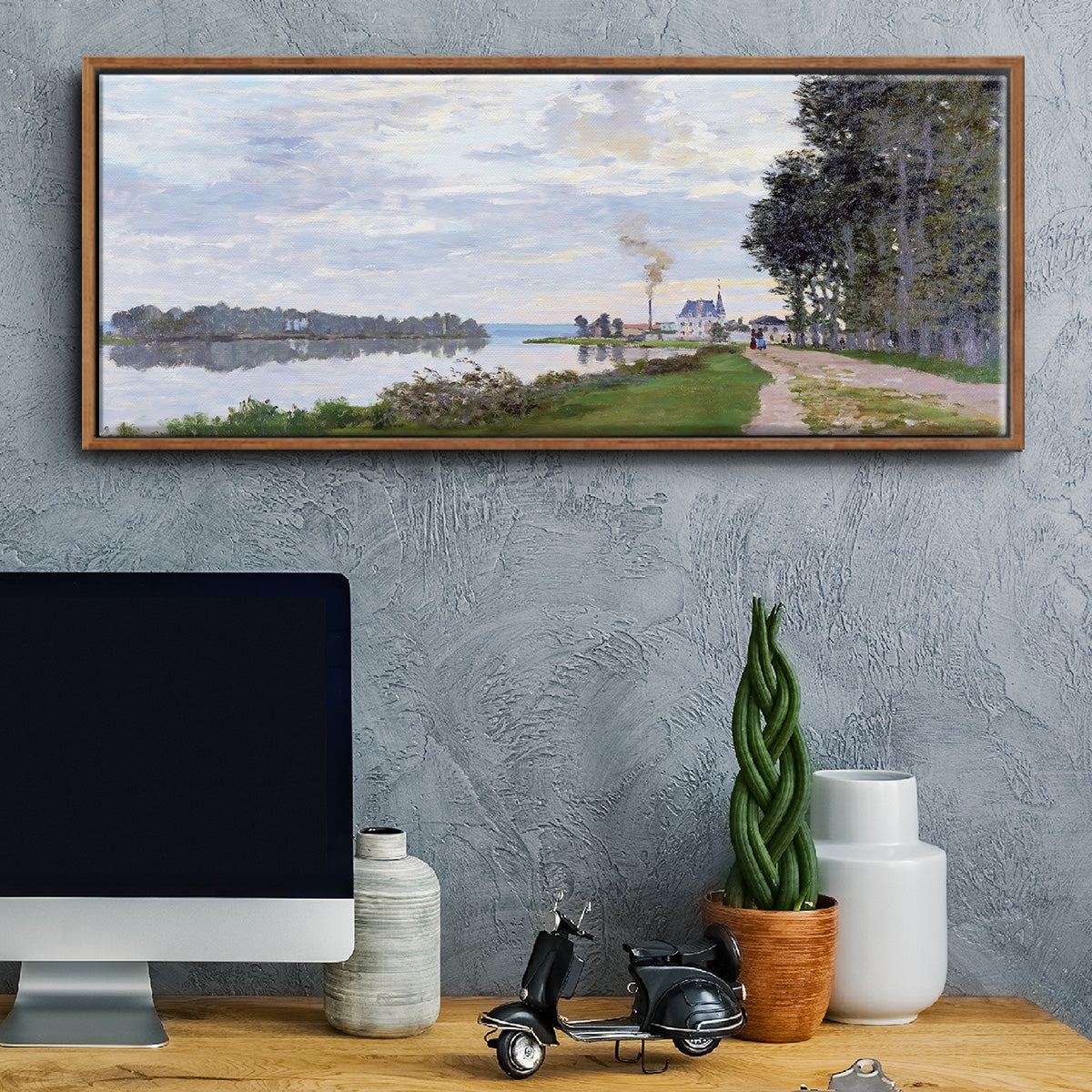 The Promenade at Argenteuil, 1872 - Floater Framed Canvas Print