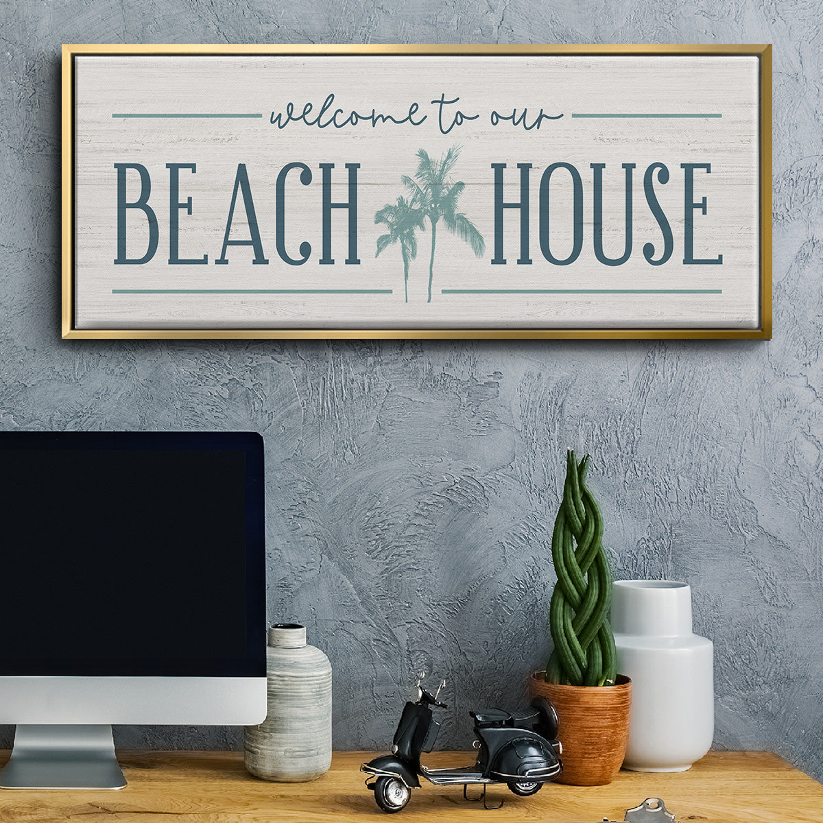 Our Beach House - Floater Framed Canvas Print