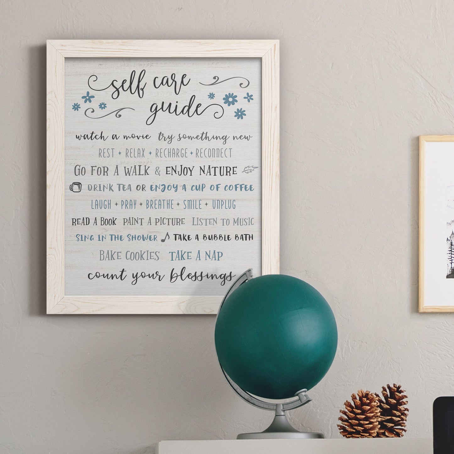 Guide to Self Care - Premium Canvas Framed in Barnwood - Ready to Hang