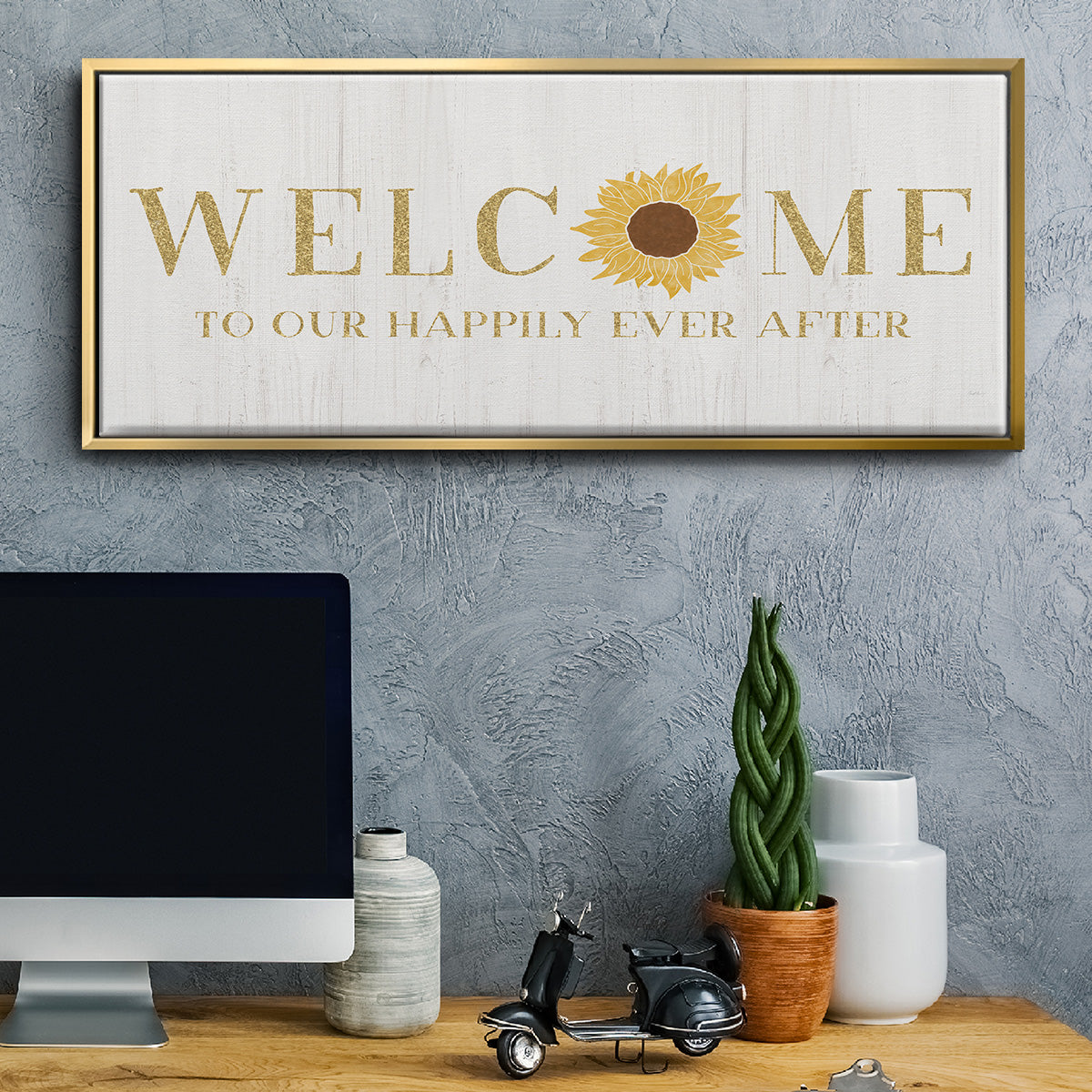 Welcome Happily Ever After - Floater Framed Canvas Print