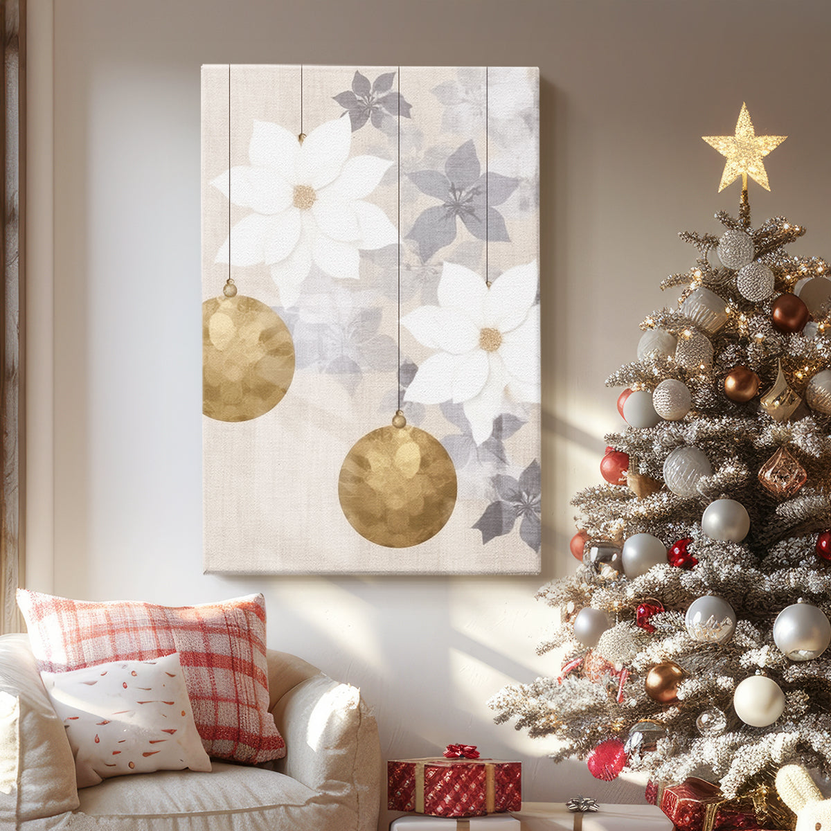 Pearled Evergreen Serenade - Canvas Art Print