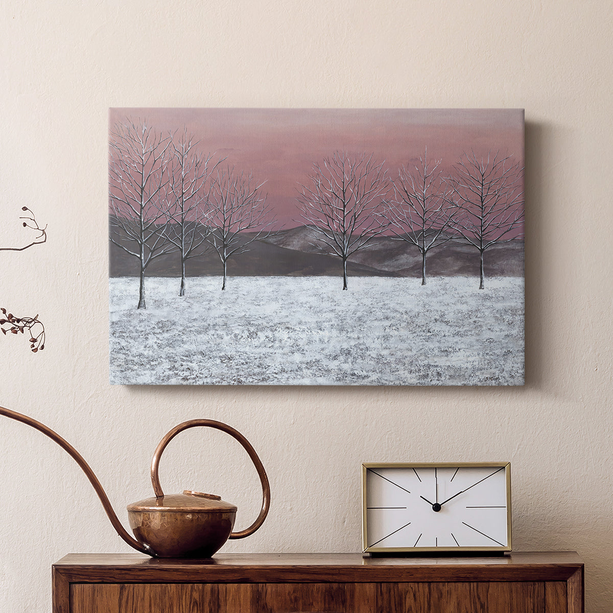 Sunset Snowfall I - Canvas Art Print