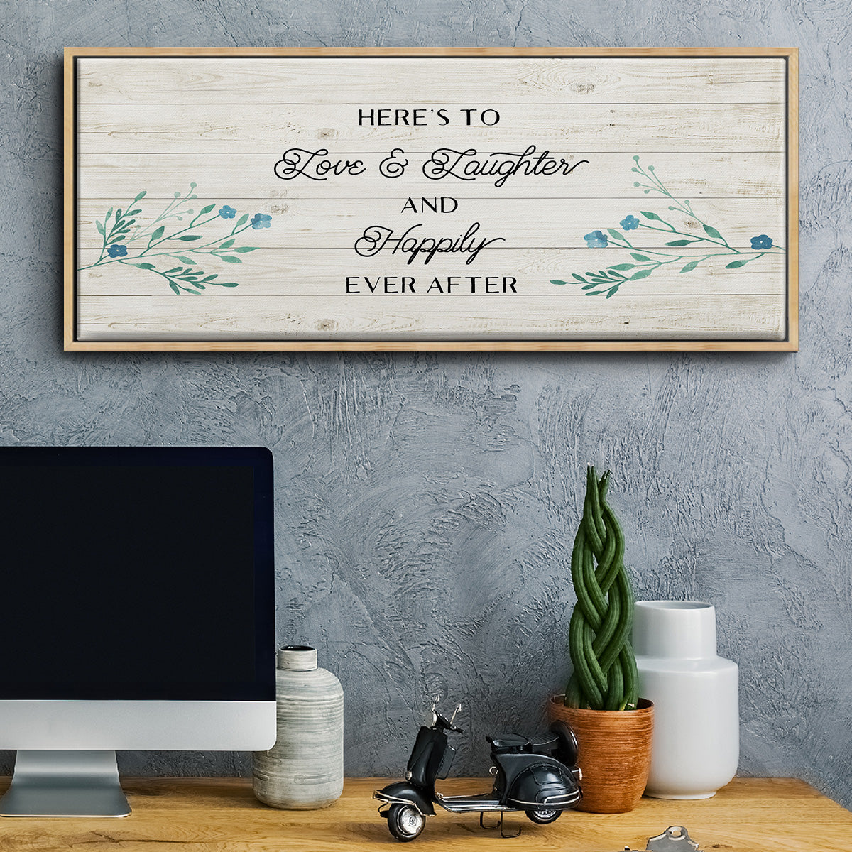 Floral Happily - Floater Framed Canvas Print