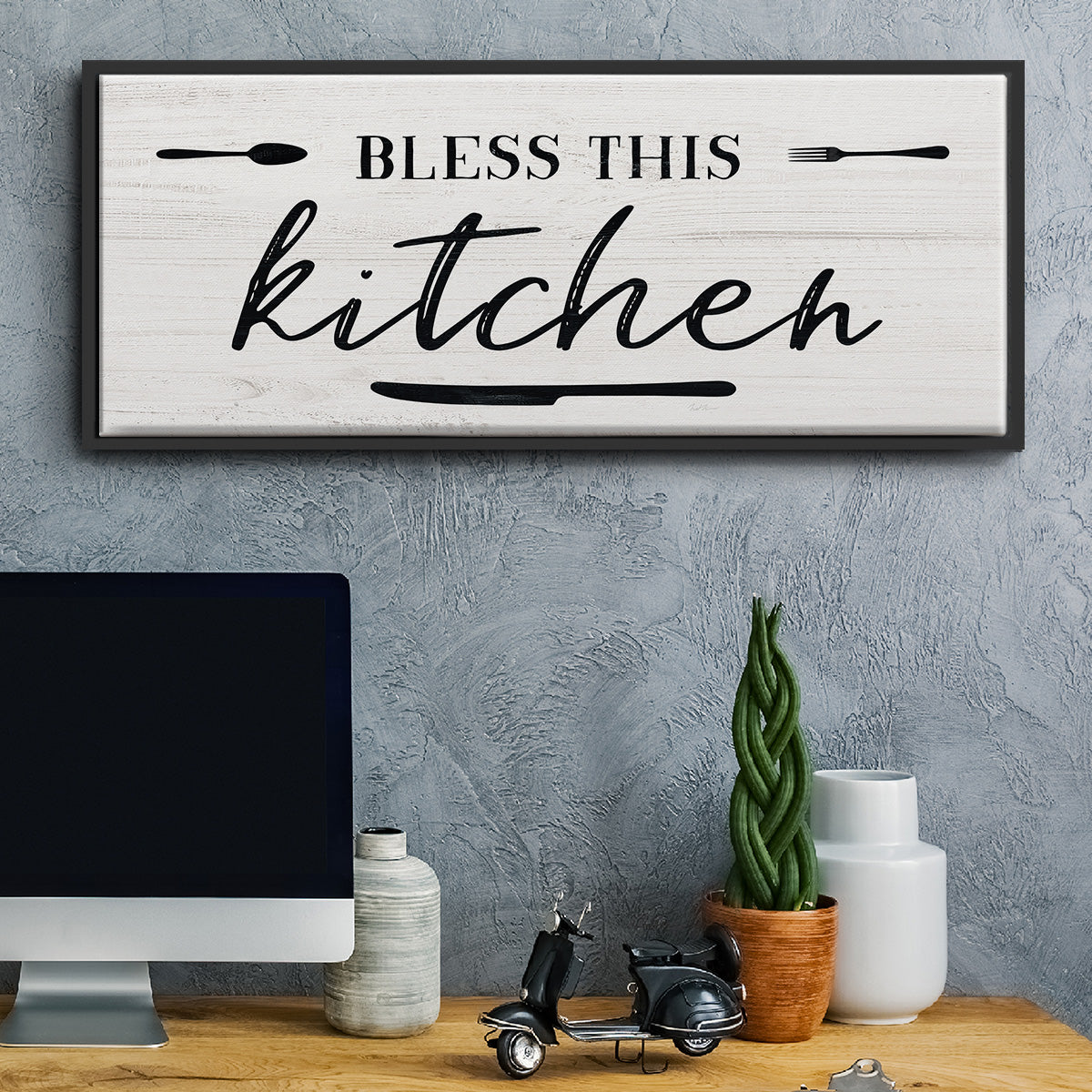 Bless this Kitchen - Floater Framed Canvas Print