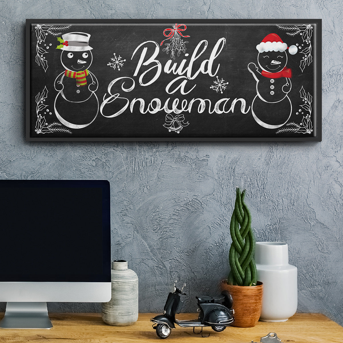 Build a Snowman - Floater Framed Canvas Print