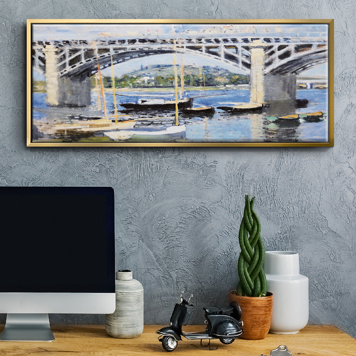 The Bridge Over the Seine, 1874 - Floater Framed Canvas Print