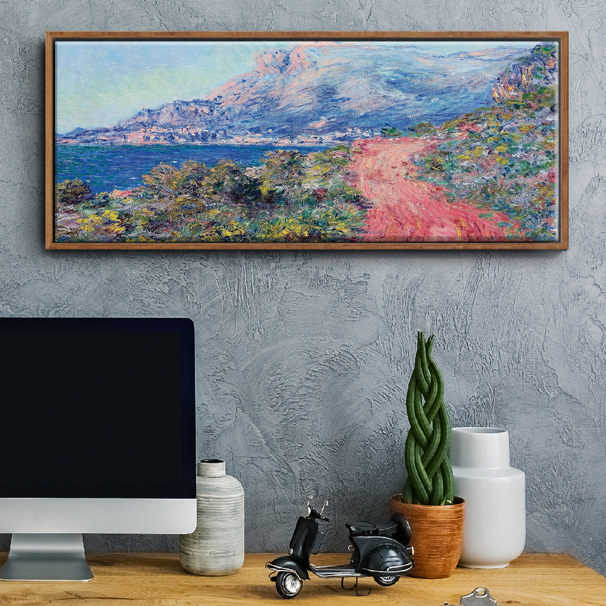The Red Road Near Menton, 1884 - Floater Framed Canvas Print