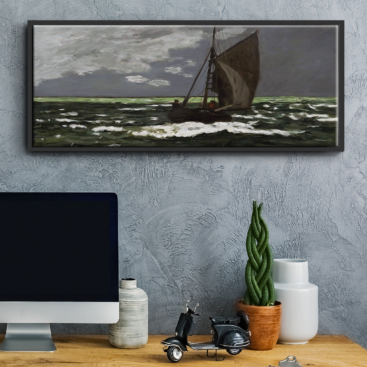 Stormy Seascape, 1867 - Floater Framed Canvas Print