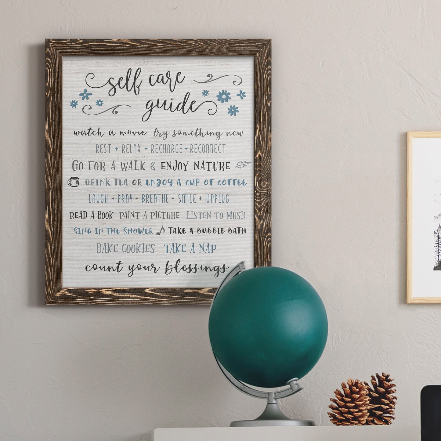 Guide to Self Care - Premium Canvas Framed in Barnwood - Ready to Hang