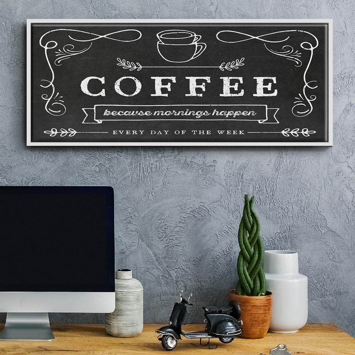 Coffee Everyday - Floater Framed Canvas Print
