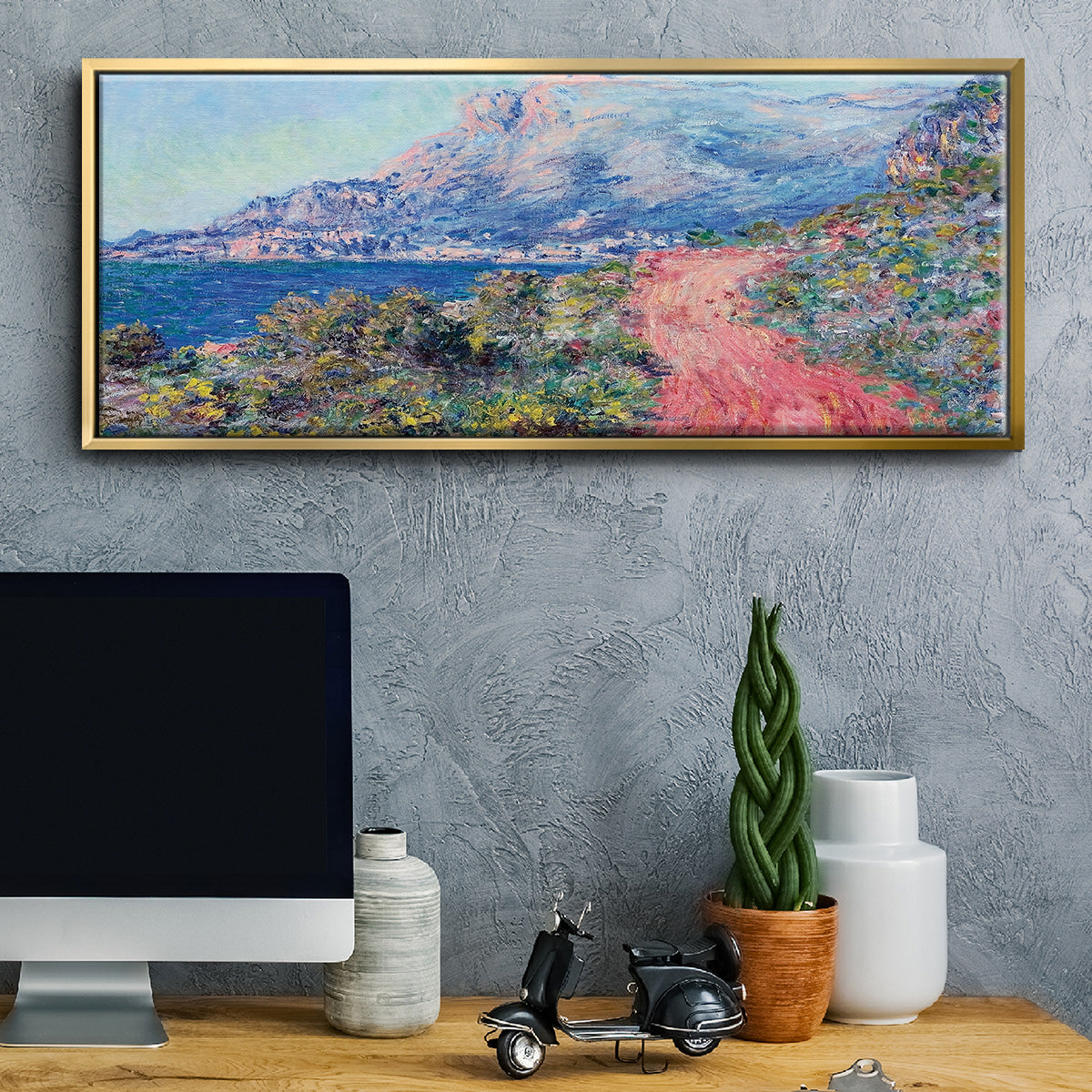 The Red Road Near Menton, 1884 - Floater Framed Canvas Print