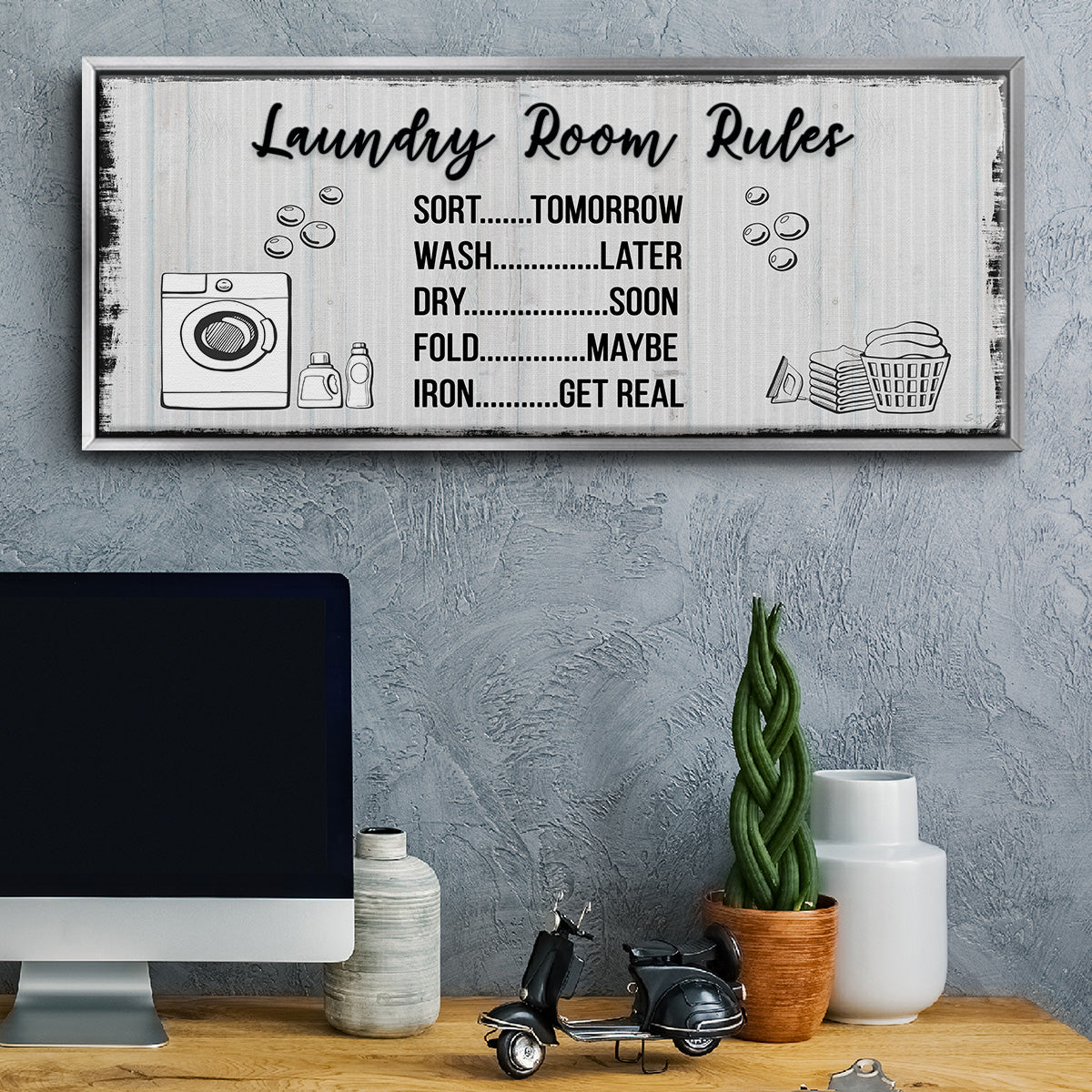 Laundry Room Rules - Floater Framed Canvas Print