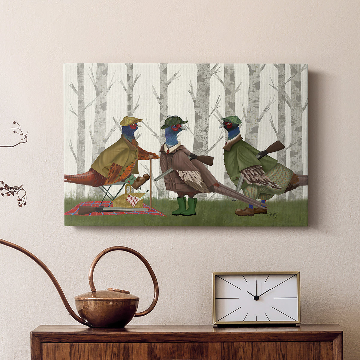 Pheasant Shooting Party Group 1 - Canvas Art Print