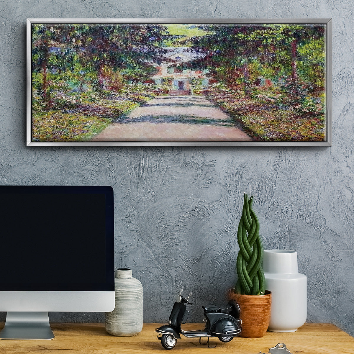 Pathway in Monet's Garden at Giverny, 1900 - Floater Framed Canvas Print